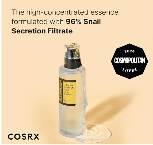 COSRX Snail Mucin 96% Power Repairing Essence 100ml, Hydrating Serum for Face with Snail Secretion Filtrate for Dull Skin & Fine Lines, Korean Skincare