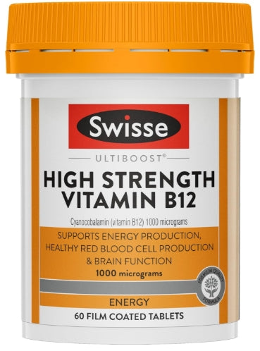 Swisse Ultiboost High Strength Vitamin B12 - Supports Energy Production - 60 Tablets