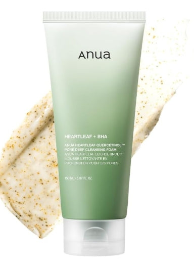 ANUA Heartleaf Quercetinol Pore Deep Cleansing Foam, Facial Cleanser, for Double Cleansing, BHA, Hyaluronic Acid, Glycerin, Face Wash, Blackhead Remover, Korean Skincare, 150ml/5.07 fl.oz.